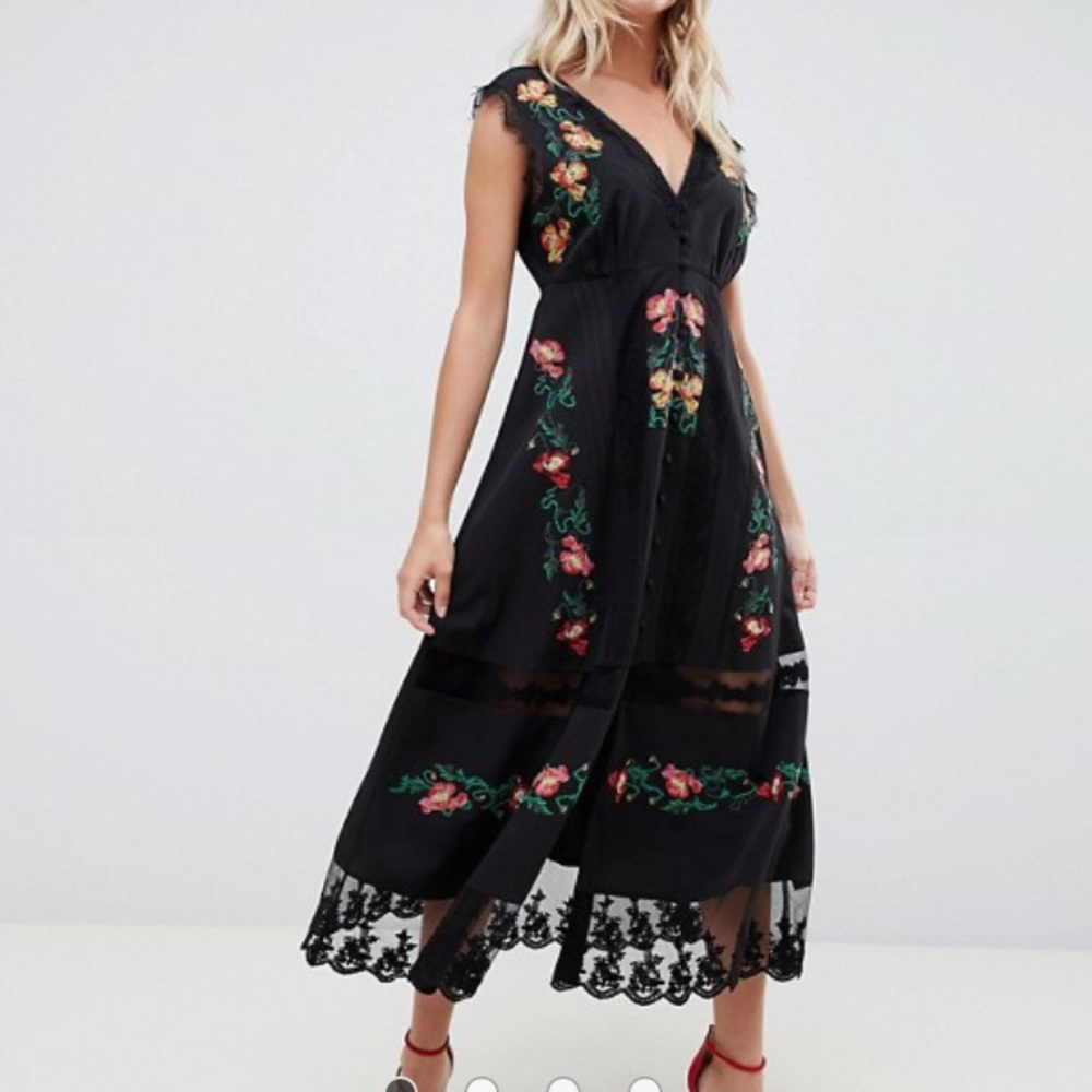 ASOS DESIGN lace & embroidered maxi dress